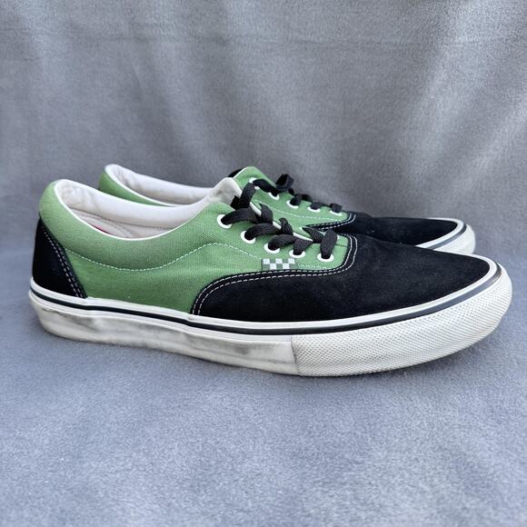 Vans Era Shoes Mens Size 12‎ Black Green Suede Canvas Skate POP Low Top Classic - Picture 2 of 9